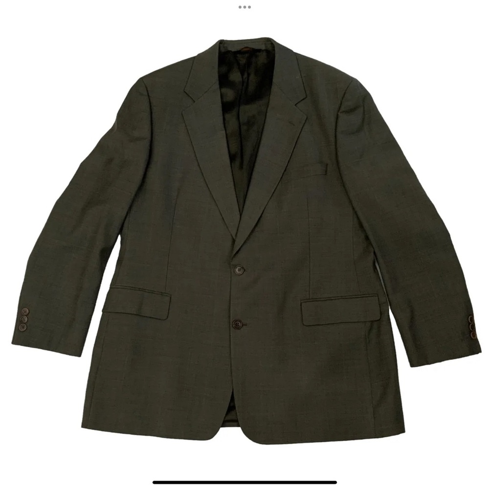 Brooks Brothers Pure New Wool 2 Button Blazer 
46L 
Olive Green & Brown